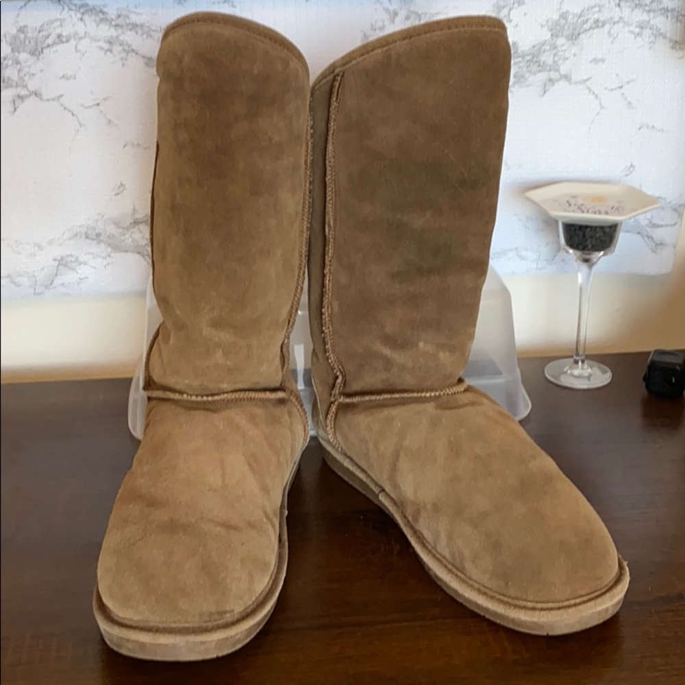Bearpaw Tall Tie Back Boots Suede Chestnut